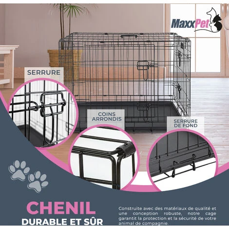 Cage Pour Chien - Coussin Fourni - Cage Caisse De Transport Pliante Pour Chien Poignée - 2 Ouvertures - 61 X 43 X 48cm - Noir - MaxxPet 5 Cage Pour Chien - Coussin Fourni - Cage Caisse De Transport Pliante Pour Chien Poignée - 2 Ouvertures - 61 X 43 X 48cm - Noir - MaxxPet – Image 5