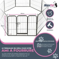 Enclos Pour Chien - Course De Chiot - Modulaire - 80x60cm - Noir - MaxxPet. -Promos Patto Chou Boutique 72493130 3