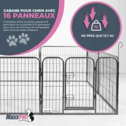 Enclos Pour Chien - Course De Chiot - Modulaire - 80x60cm - Noir - MaxxPet. -Promos Patto Chou Boutique 72493130 4