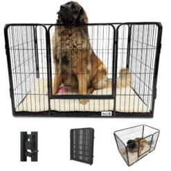 Cage Pour Chien - Cage Pour Chiots - 2 Ouvertures - 125 X 78 X 80cm - Noir - MaxxPet