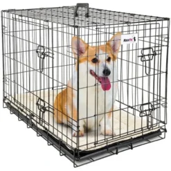 Cage Pour Chien - Coussin Fourni - Cage Caisse De Transport Pliante Pour Chien Poignée - 2 Ouvertures - 91 X 57 X 64cm - Noir - MaxxPet