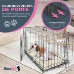 Cage Pour Chien - Coussin Fourni - Cage Caisse De Transport Pliante Pour Chien Poignée - 2 Ouvertures - 91 X 57 X 64cm - Noir - MaxxPet 8 Cage Pour Chien - Coussin Fourni - Cage Caisse De Transport Pliante Pour Chien Poignée - 2 Ouvertures - 91 X 57 X 64cm - Noir - MaxxPet -Promos Patto Chou Boutique 72493174 4