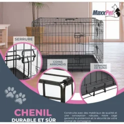 Cage Pour Chien - Coussin Fourni - Cage Caisse De Transport Pliante Pour Chien Poignée - 2 Ouvertures - 91 X 57 X 64cm - Noir - MaxxPet 9 Cage Pour Chien - Coussin Fourni - Cage Caisse De Transport Pliante Pour Chien Poignée - 2 Ouvertures - 91 X 57 X 64cm - Noir - MaxxPet -Promos Patto Chou Boutique 72493174 5