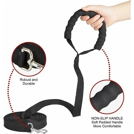 Laisse De Dressage Pour Chien - 10 M De Long - En Nylon - Pour Grands Chiens - Avec Poignée Rembourrée Confortable - Pour Le Suivi Des Animaux De Compagnie, Le Camping, Le Jeu Et Le Jardin (10 M) 2 Laisse De Dressage Pour Chien - 10 M De Long - En Nylon - Pour Grands Chiens - Avec Poignée Rembourrée Confortable - Pour Le Suivi Des Animaux De Compagnie, Le Camping, Le Jeu Et Le Jardin (10 M) – Image 2
