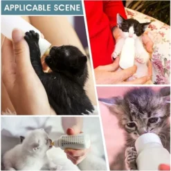 Kit De 7 Biberons Pour Chaton Et Chiot, Kit De Biberons D'allaitement Avec Tétine En Silicone De Rechange Pour Chaton, Chiot, Nouveau-né, Animaux Domestiques (rose)（2PCS） -Promos Patto Chou Boutique 74519856 3