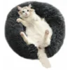 Niche Pour Chien Niche Ronde Niche Longue Fourrure Niche Pour Sommeil Profond Niche D'Hiver Pour Chat Et Chien Niche Générale En Peluche, Gris Foncé S 40cm
