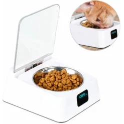 SEENLIN Gamelle à Capteur Infrarouge 330Ml, Acier Inoxydable, Couvercle à Ouverture/Fermeture Automatique, Avec Câble De Chargement Usb, Batterie Intégrée, Convient Aux Chats, Chiens, Animaux De Compa