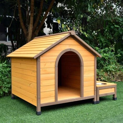 Niche À Chien Harrier Avec Gamelles Et Coffre Toit Bois Taille L 3 Niche À Chien Harrier Avec Gamelles Et Coffre Toit Bois Taille L – Image 3