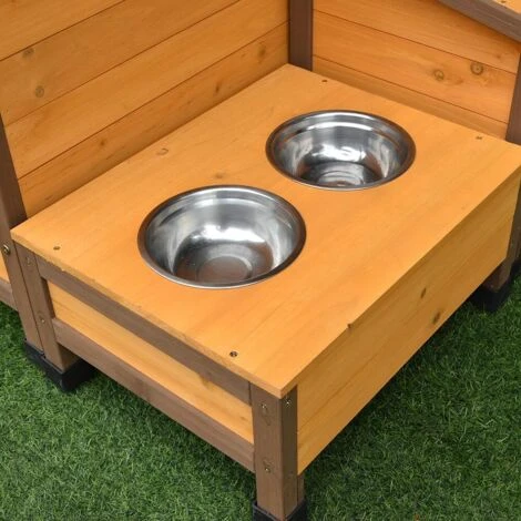 Niche À Chien Harrier Avec Gamelles Et Coffre Toit Bois Taille L 4 Niche À Chien Harrier Avec Gamelles Et Coffre Toit Bois Taille L – Image 4