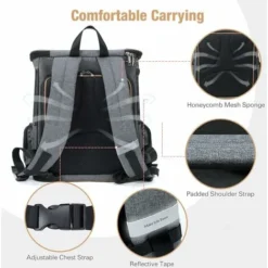 Sac à Dos Chat Chien, Extensible Sac Transport Chat Chien Pliable Pour Petits Chiens Avec Laisse De Sécurité Intérieure Et 2 Tapis Pour Animaux De Compagnie, Gris -Promos Patto Chou Boutique 76564654 4