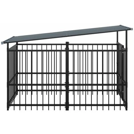 Chenil D'extérieur Avec Toit Pour Chiens Acier 1,88 M² VidaXL 4 Chenil D'extérieur Avec Toit Pour Chiens Acier 1,88 M² VidaXL – Image 4