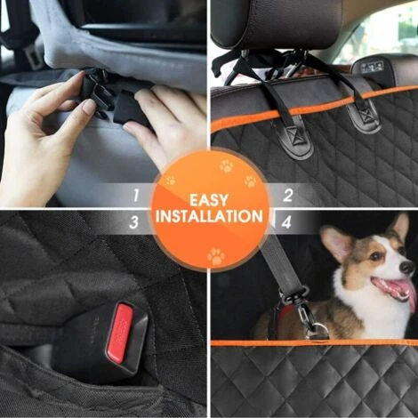 Housse De Protection Pour Siège Arrière De Voiture Noir Pour Chien, Housse De Siège Pour Chien Imperméable Et Résistante Aux Rayures Avec 4 Housses Latérales De Sac Et 2 Ceintures De Sécurité Pour Chi 4 Housse De Protection Pour Siège Arrière De Voiture Noir Pour Chien, Housse De Siège Pour Chien Imperméable Et Résistante Aux Rayures Avec 4 Housses Latérales De Sac Et 2 Ceintures De Sécurité Pour Chi – Image 4
