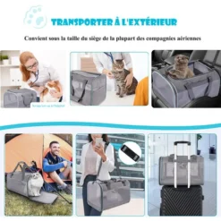 Sac De Transport Pour Animal Chien Chat Avec Bandoulière Réglable, Caisse De Transport Respirant Et Pliable - 453030cm - Gris -Promos Patto Chou Boutique 77724854 4