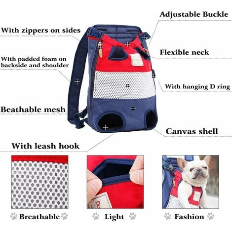 GP Sac De Transport Pour Animaux De Compagnie En Une Seule Pièce, Sac à Dos Pour Chiens Pour La Marche, L'équitation Et Les Motos Jusqu'à 10 Kg (rouge Et Bleu) 2 GP Sac De Transport Pour Animaux De Compagnie En Une Seule Pièce, Sac à Dos Pour Chiens Pour La Marche, L'équitation Et Les Motos Jusqu'à 10 Kg (rouge Et Bleu) – Image 2
