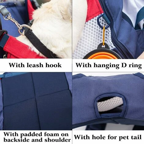 GP Sac De Transport Pour Animaux De Compagnie En Une Seule Pièce, Sac à Dos Pour Chiens Pour La Marche, L'équitation Et Les Motos Jusqu'à 10 Kg (rouge Et Bleu) 4 GP Sac De Transport Pour Animaux De Compagnie En Une Seule Pièce, Sac à Dos Pour Chiens Pour La Marche, L'équitation Et Les Motos Jusqu'à 10 Kg (rouge Et Bleu) – Image 4