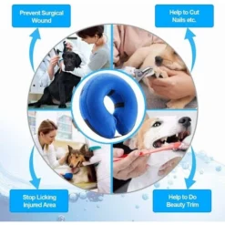 GP Collier Pour Chien Collier De Protection Gonflable Collier De Protection Collier Réglable Pour Animaux Collier De Protection Confortable Avec Velcro Bleu M -Promos Patto Chou Boutique 78394392 5