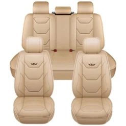 5D PU Cuir Universel Durable Respirant Siège De Voiture Universal Fit Pour Voiture SUV Pick-up Camion - Beige