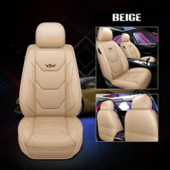 5D PU Cuir Universel Durable Respirant Siège De Voiture Universal Fit Pour Voiture SUV Pick-up Camion - Beige -Promos Patto Chou Boutique 79135561 3
