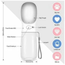 Bouteille D'eau Pour Chien 550ml, Portable Voyage Gourde Avec Bouton Lock Pour Chien, Chat, Animaux De Compagnie Sans BPA 7 Bouteille D'eau Pour Chien 550ml, Portable Voyage Gourde Avec Bouton Lock Pour Chien, Chat, Animaux De Compagnie Sans BPA -Promos Patto Chou Boutique 79635064 3