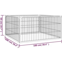 Parc Pour Chien 4 Panneaux Noir 100x50cm Acier Enduit De Poudre VidaXL -Promos Patto Chou Boutique 80301474 3