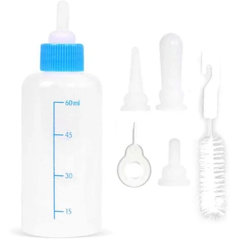 Biberon Pour Animaux, 60ML Biberon Pour Chaton Biberon Pour Chiot Avec 4 Pièces Mamelon, 1 Pièce Brosse De Nettoyage (Bleu) - 1 Biberon Pour Animaux, 60ML Biberon Pour Chaton Biberon Pour Chiot Avec 4 Pièces Mamelon, 1 Pièce Brosse De Nettoyage (Bleu) -