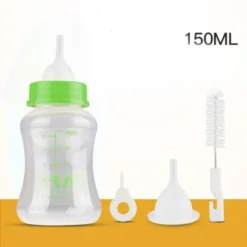 Biberon, 150 Ml Bouteille Lait Maternise Trousse D'allaitement Distribution D'eau Lait Avec Brosse Goupillon Biberon Mamelon De Rechange Pour Nouveau-né Chatons Chiots Lapins Petits Animaux Bébé Green