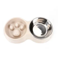 Animal De Compagnie Bol Slow Food La Paille De Blé Anti-Basculement EmpêCher L'éTouffement Nourriture Lente Bol De Riz Pour Chien ProtéGez La Colonne Cervicale Assiette Pour Chien Conception Convexe-1