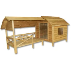 Niche Pour Chien Maison XXL Bois Balcon Jardin Terrasse Porte à Lamelles Chien