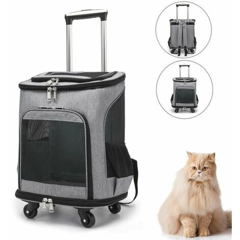 2 En 1 Sac à Dos Pliable Sac De Transport à Roulettes Pour Chien Chat Animaux - Gris - Trolley Chariot 1 2 En 1 Sac à Dos Pliable Sac De Transport à Roulettes Pour Chien Chat Animaux - Gris - Trolley Chariot