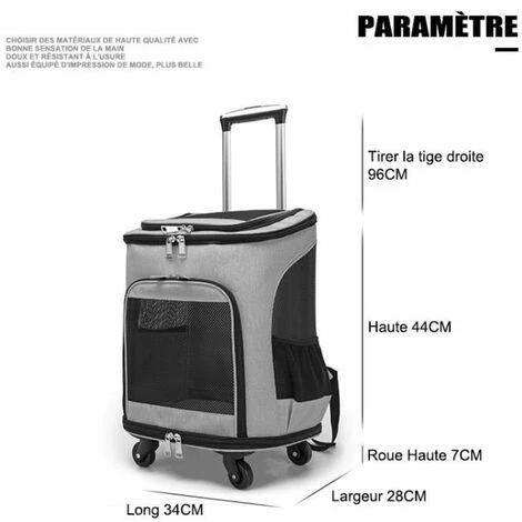 2 En 1 Sac à Dos Pliable Sac De Transport à Roulettes Pour Chien Chat Animaux - Gris - Trolley Chariot 3 2 En 1 Sac à Dos Pliable Sac De Transport à Roulettes Pour Chien Chat Animaux - Gris - Trolley Chariot – Image 3