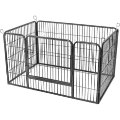FEANDREA Enclos En Métal Pour Chien, Parc Pour Chiot, Rongeur Et Lapin, Hauteur 70cm, Avec Porte, Gris, Par SONGMICS
