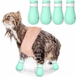 4 Chaussures De Pied De Chat Anti-Rayures Grattage De Toilettage En Silicone Pour Animaux De Compagnie Chaussures De Pour Le Traitement De VéRification Du Rasage Du Bain à La Maison