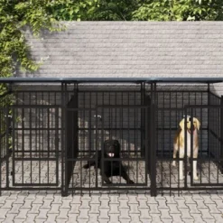 Niches Enclos Poulailler - Chenil D'extérieur Avec Toit Pour Chiens Acier 5,63 M² - Robuste Pour Chiens Animaux Best669209
