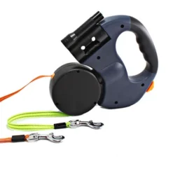 Laisse Double Rétractable Pour Chien Avec Deux Cordes De 3 M, Double Laisse Sans Enchevêtrement à 360° Pour Promener Deux Chiens Jusqu'à 22,7 Kg (bleu)