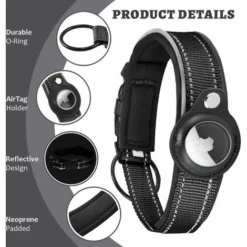 MINKUROW Collier Chien Rembourré Pour Airtag, Collier Pour Chien Réfléchissant Airtag Apple, Air Tag Intégré Pour Petits, Moyens, Grands Chiens, [Noir - Taille S] -Promos Patto Chou Boutique 83469073 3