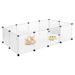 Froadp Enclos Extérieur Pour Lapins En Métal Avec Porte, Parc Pour Petits Animaux (Blanc, 145x75x48cm, 12 Pièces)