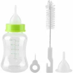 Biberon, 150 Ml Bouteille Lait Maternise Trousse D'allaitement Distribution D'eau Lait Avec Brosse Goupillon Biberon Mamelon De Rechange Pour Nouveau-né Chatons Chiots Lapins Petits Animaux Bébé