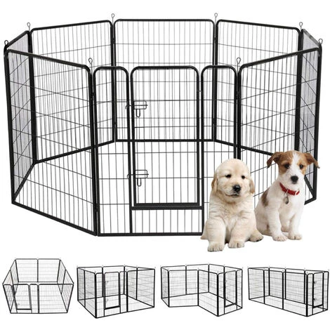 AUFUN Enclos Pour Chiots – Enclos Pour Petits Animaux Et Rongeurs – En 8 éléments (Noir) 4 AUFUN Enclos Pour Chiots – Enclos Pour Petits Animaux Et Rongeurs – En 8 éléments (Noir) – Image 4
