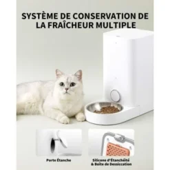 PETKIT Distributeur Automatique De Nourriture Avec Bol En Acier Inoxydable, Contrôle Par APP, Affichage LED Pour Faible Quantité De Nourriture, Distributeur De Nourriture Pour Chat(Chien) – 2.8L -Promos Patto Chou Boutique 85480521 3