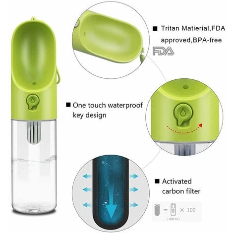 PETKIT EVERSWEET Bouteille D'eau Portable Pour Animaux Domestiques,BPA-Free,Antibactérienne, Gobelet De Voyage Pour Chien Et Chat Bol D'eau( Vert) 2 PETKIT EVERSWEET Bouteille D'eau Portable Pour Animaux Domestiques,BPA-Free,Antibactérienne, Gobelet De Voyage Pour Chien Et Chat Bol D'eau( Vert) – Image 2