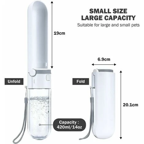 Gourde Chien 420ml, Bouteille Chien Promenade Avec Bol Intégré, Bouteille Eau Portable Pour Voyage Balade Pour Animal - Blanc 2 Gourde Chien 420ml, Bouteille Chien Promenade Avec Bol Intégré, Bouteille Eau Portable Pour Voyage Balade Pour Animal - Blanc – Image 2