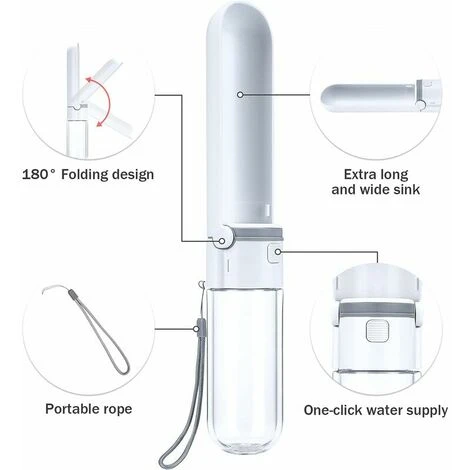 Gourde Chien 420ml, Bouteille Chien Promenade Avec Bol Intégré, Bouteille Eau Portable Pour Voyage Balade Pour Animal - Blanc 3 Gourde Chien 420ml, Bouteille Chien Promenade Avec Bol Intégré, Bouteille Eau Portable Pour Voyage Balade Pour Animal - Blanc – Image 3