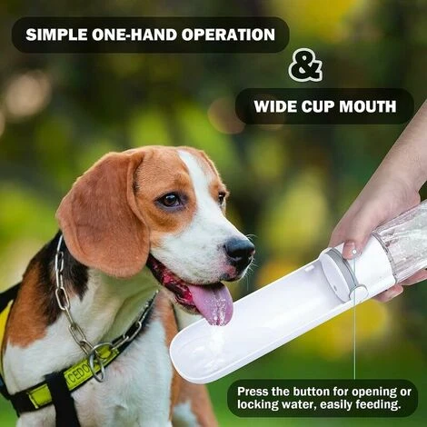 Gourde Chien 420ml, Bouteille Chien Promenade Avec Bol Intégré, Bouteille Eau Portable Pour Voyage Balade Pour Animal - Blanc 4 Gourde Chien 420ml, Bouteille Chien Promenade Avec Bol Intégré, Bouteille Eau Portable Pour Voyage Balade Pour Animal - Blanc – Image 4