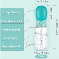 Bouteille D'eau Chien 550ml,Distributeur D'eau Portable Gourde Chien Chiot Chat Animaux Voyage Water Drink Bouteille-Bleu -Promos Patto Chou Boutique 86068066 3