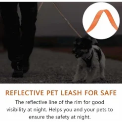 Laisse Chien Enrouleur Pour Gros Chien Jusqu'à 50kg, Ruban En Nylon Solide Extensible à 5M, Rétractable Avec Coutures Réfléchissantes Lumineuses, Frein à Une Main, Pause, Verrouillage (Orange) -Promos Patto Chou Boutique 88332254 3