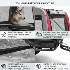 Klarfit Remorque Velo Pour Chien Avec Poussette Chien 2 En 1, Chariot Transport Chiens, Remorque Velo Cargo, Laisse De Sécurité, Remorque Vélo Chiens Petite/Moyenne Taille, Toile 6D, Réflecteurs -Promos Patto Chou Boutique 88716161 5