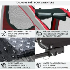 Klarfit Remorque Velo Pour Chien, Chariot Transport Chiens, Remorque Velo Cargo, Laisse De Sécurité, Remorque Vélo Chiens Petite/Moyenne Taille Jusqu'à 45 Kg, Toile 6D, Charette Velo, Reflecteurs -Promos Patto Chou Boutique 88754007 5