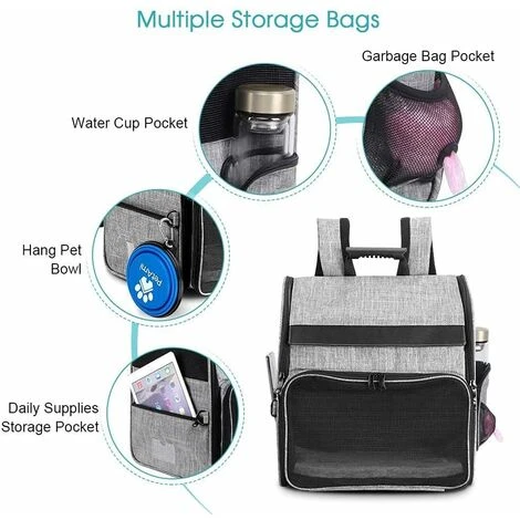 Sac à Dos Pour Animaux De Compagnie Chiens/Chats, Sac De Transport Portatif Pour Animaux De Compagnie Avec Sac De Voyage Polyvalent Pliable Et Respirable, Idéal Pour Les Animaux De 3-10 Kg 5 Sac à Dos Pour Animaux De Compagnie Chiens/Chats, Sac De Transport Portatif Pour Animaux De Compagnie Avec Sac De Voyage Polyvalent Pliable Et Respirable, Idéal Pour Les Animaux De 3-10 Kg – Image 5