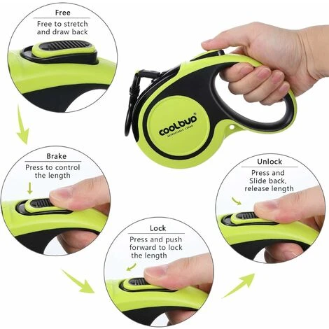 Laisse Chien Enrouleur Pour Gros Chien Jusqu'à 50kg, Ruban En Nylon Solide Extensible à 5M, Rétractable Avec Coutures Réfléchissantes Lumineuses, Frein à Une Main, Pause, Verrouillage (Vert) 2 Laisse Chien Enrouleur Pour Gros Chien Jusqu'à 50kg, Ruban En Nylon Solide Extensible à 5M, Rétractable Avec Coutures Réfléchissantes Lumineuses, Frein à Une Main, Pause, Verrouillage (Vert) – Image 2