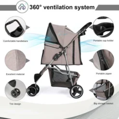 Poussette Pour Chien Pliable,3 Roues Poussette Buggy Pour Chien ,Tissu 600D Oxford Imperméable Avec Panier De Rangement Et Fenêtre En Filet Poussette De Voyage Pour Animaux De Compagnie (Marron) 7 Poussette Pour Chien Pliable,3 Roues Poussette Buggy Pour Chien ,Tissu 600D Oxford Imperméable Avec Panier De Rangement Et Fenêtre En Filet Poussette De Voyage Pour Animaux De Compagnie (Marron) -Promos Patto Chou Boutique 89949203 3